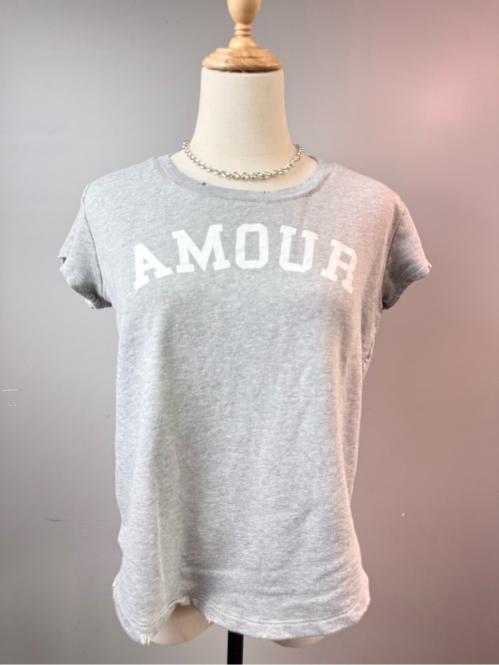 Zadig & Voltaire AMOUR Gray Graphic Tee Size M | French Chic - Picture 3 of 5